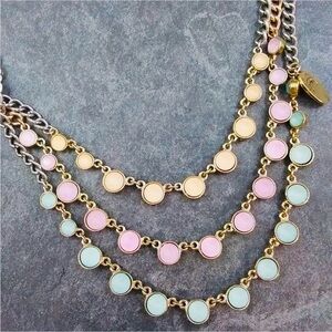 Juicy Couture.Gold /Silver & pastel colorful Rhinestones Necklace 18-20.5”